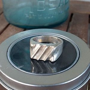 Men's Silver Grooves Ring